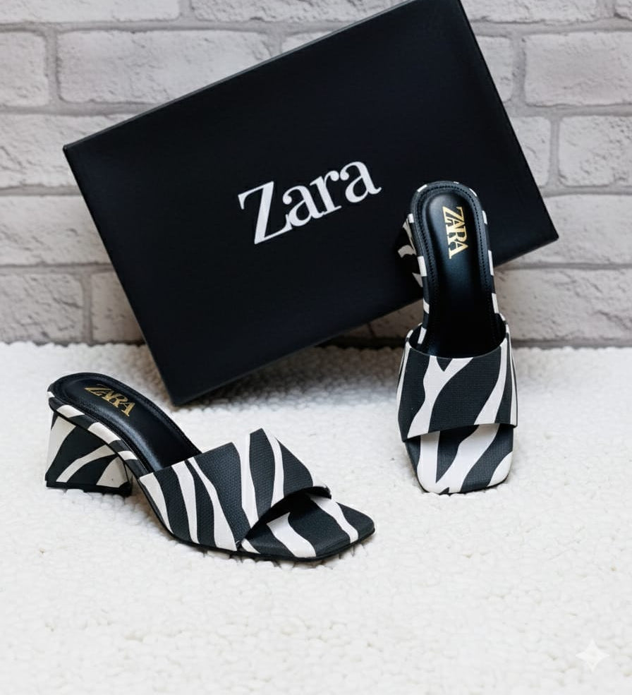 Zebra-Print Block Heel Mules – Essential Chic Collection (36)