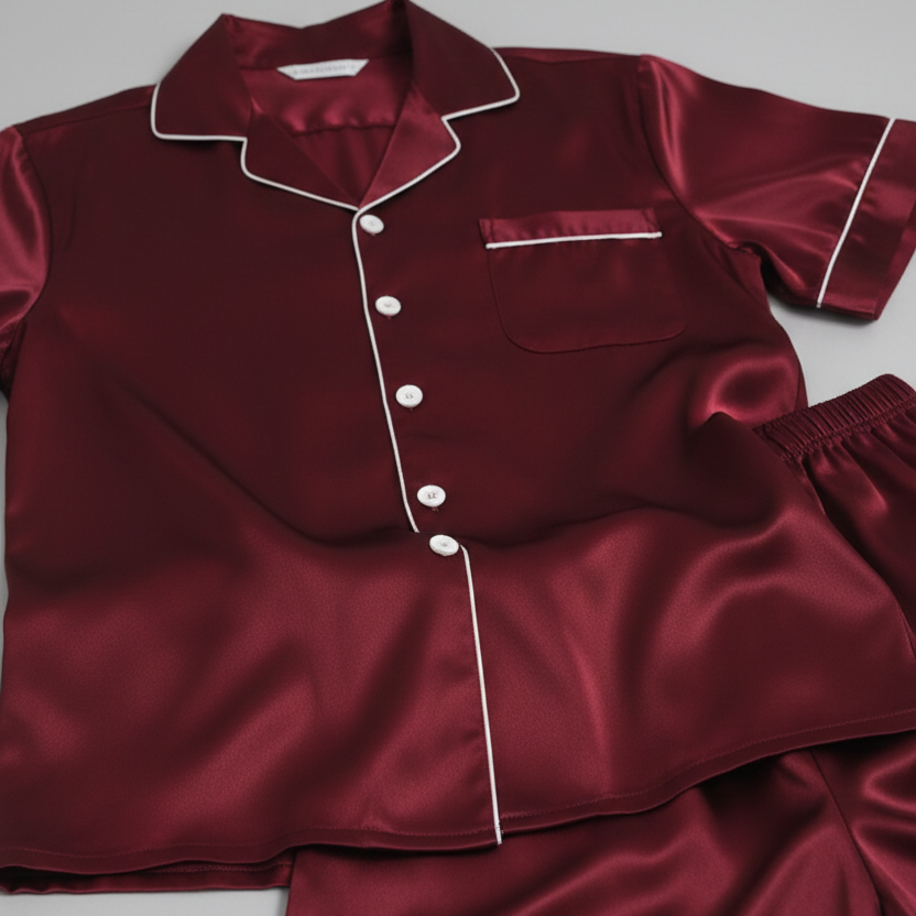 ouple Night Dress / Night Suit / Silk Sleepwear Set – 4-Piece Camisole & Shirt with Shorts