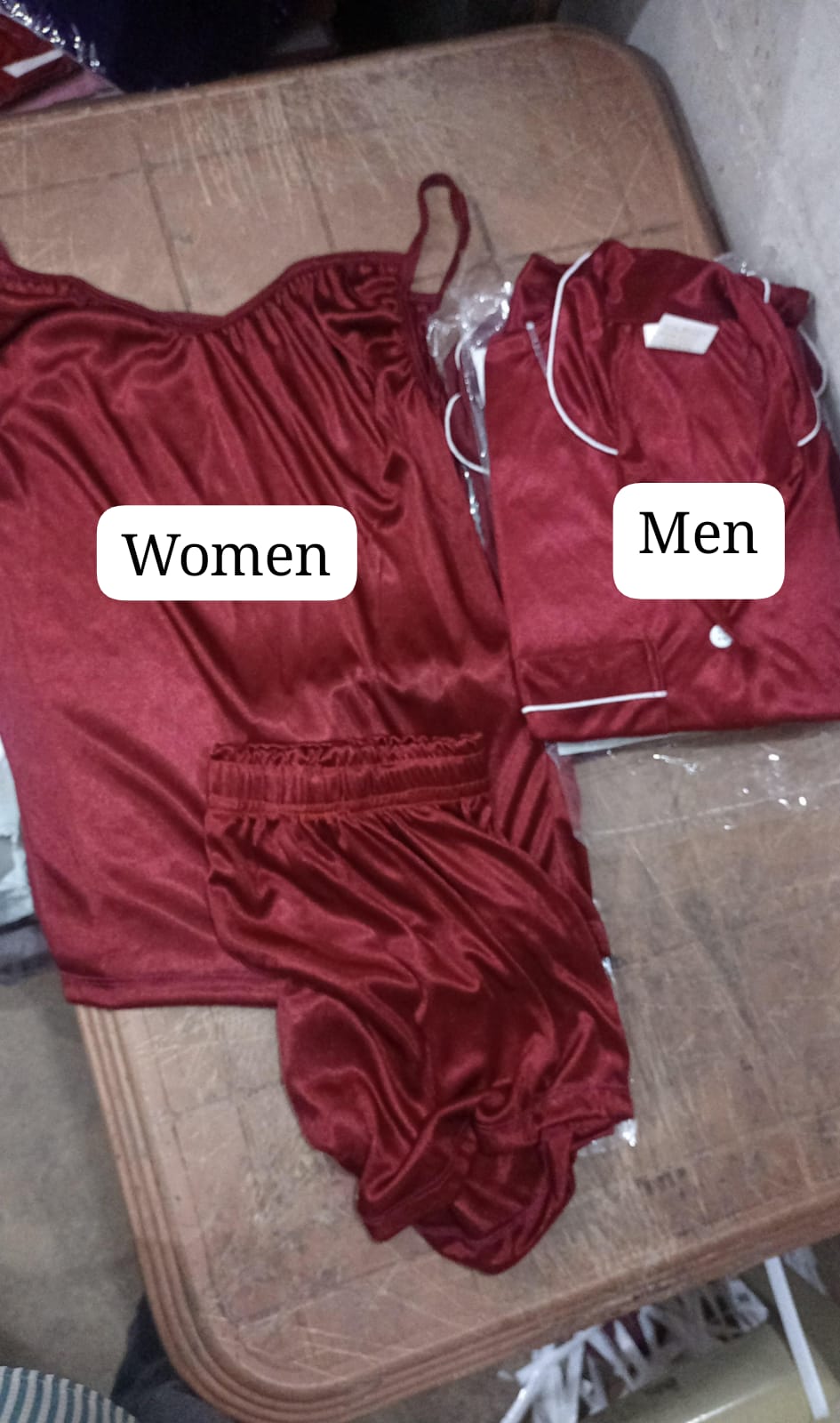 ouple Night Dress / Night Suit / Silk Sleepwear Set – 4-Piece Camisole & Shirt with Shorts