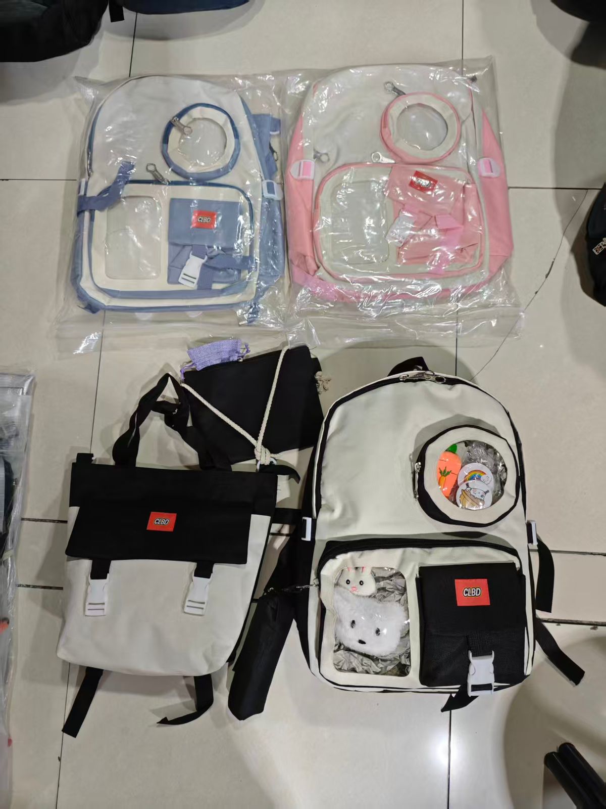 4 Set Backpack For Teenager Girl Waterproof High Capacity School Bags Female Student Cute BookBags